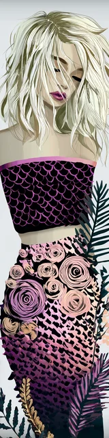 Free mermaid bookmark featuring a mesh top mermaid on a white background